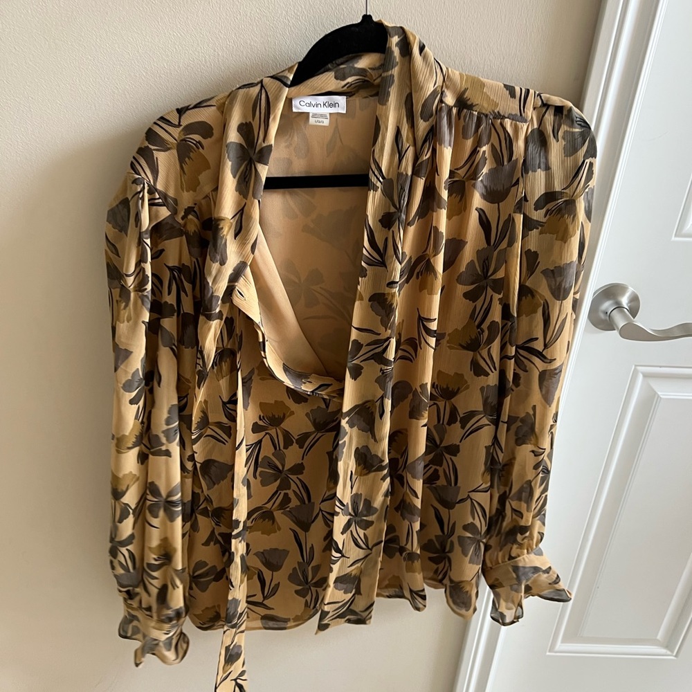 CALVIN KLEIN PATTERNED BLOUSE L
